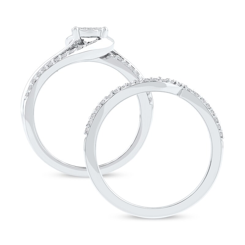 Main Image 3 of 0.55 CT. T.W. Diamond Bypass Bridal Set in Sterling Silver