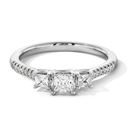 0.50 CT. T.W. Princess-Cut Diamond Past Present Future® Engagement Ring in 10K White Gold