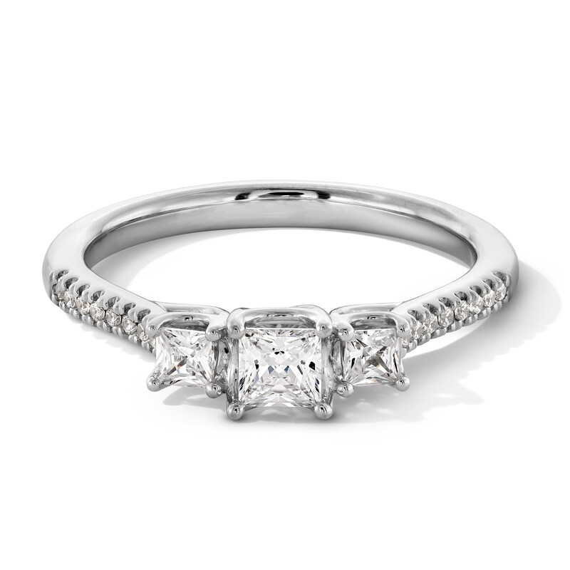0.50 CT. T.W. Princess-Cut Diamond Past Present Future® Engagement Ring in 10K White Gold