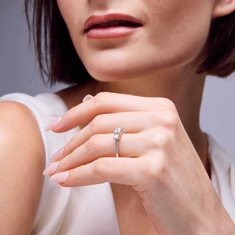 Main Image 2 of 0.50 CT. T.W. Princess-Cut Diamond Past Present Future® Engagement Ring in 10K White Gold