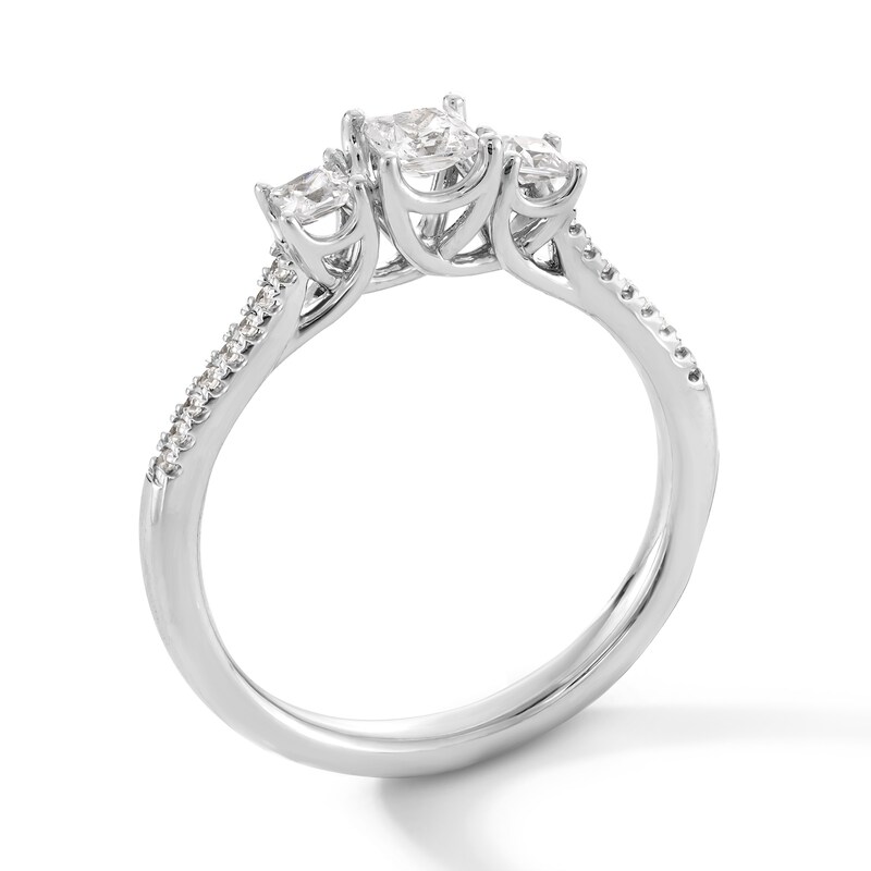 0.50 CT. T.W. Princess-Cut Diamond Past Present Future® Engagement Ring in 10K White Gold