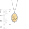 Thumbnail Image 3 of 0.23 CT. T.W. Diamond Praying Hands with Rosary Oval Frame Pendant in Sterling Silver and 10K Gold