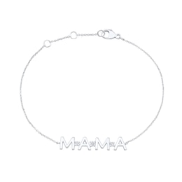 0.085 CT. T.W. Diamond “MAMA” Bracelet in Sterling Silver - 7.5"