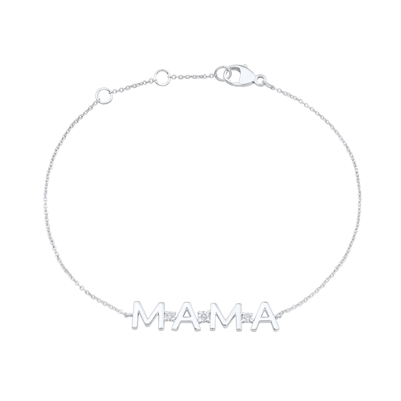 0.085 CT. T.W. Diamond "MAMA" Bracelet in Sterling Silver - 7.5"
