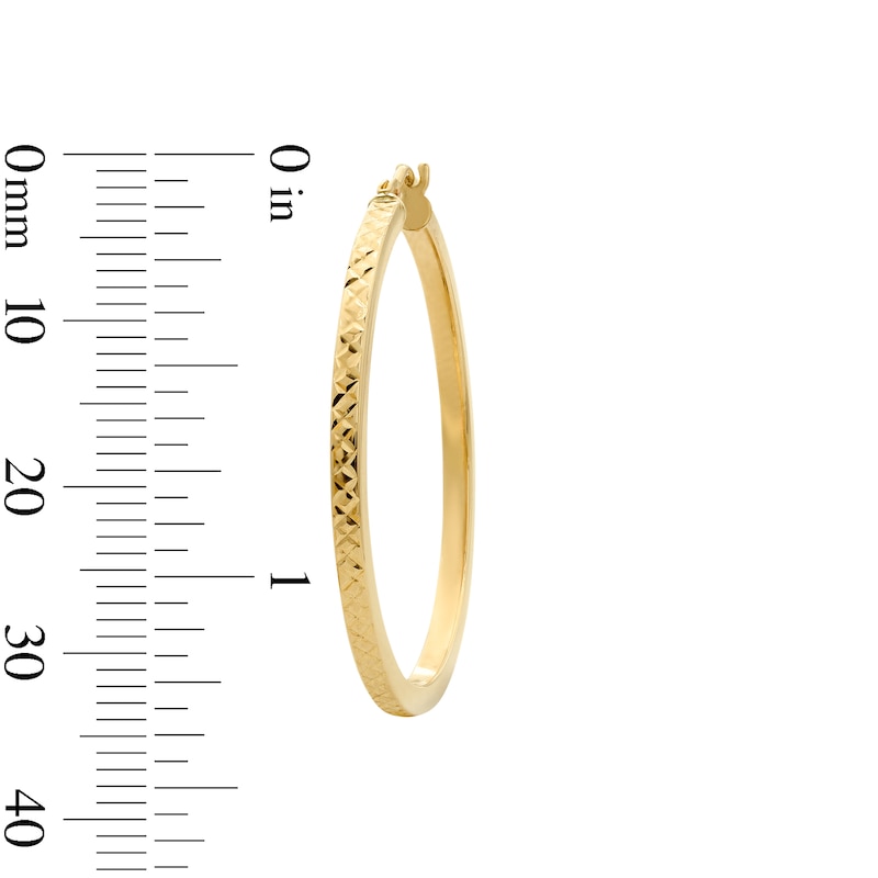 Main Image 3 of 30.0mm Diamond-Cut Square Tube Hoop Earrings in Hollow 10K Gold