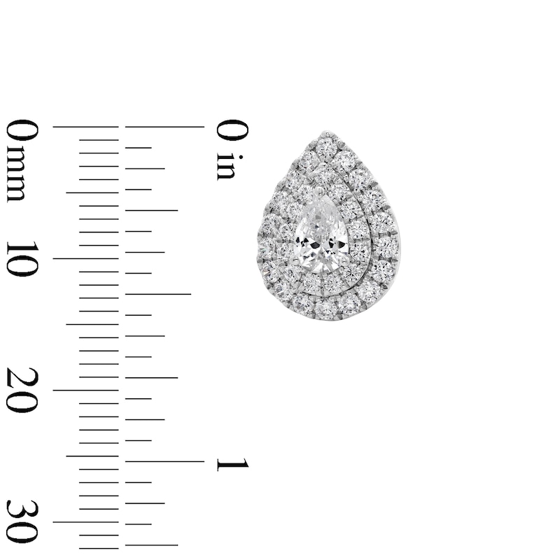 Main Image 2 of 1.50 CT. T.W. Certified Pear-Shaped Lab-Grown Diamond Double-Frame Stud Earrings in 10K White Gold (F/SI2)