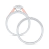 Thumbnail Image 3 of 0.57 CT. T.W. Diamond Cushion Frame Bridal Set in Sterling Silver and 14K Rose Gold Plate