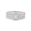 Thumbnail Image 4 of 0.57 CT. T.W. Diamond Cushion Frame Bridal Set in Sterling Silver and 14K Rose Gold Plate