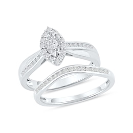 0.46 CT. T.W. Diamond Marquise Frame Bridal Set in Sterling Silver