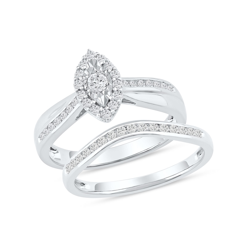 0.46 CT. T.W. Diamond Marquise Frame Bridal Set in Sterling Silver