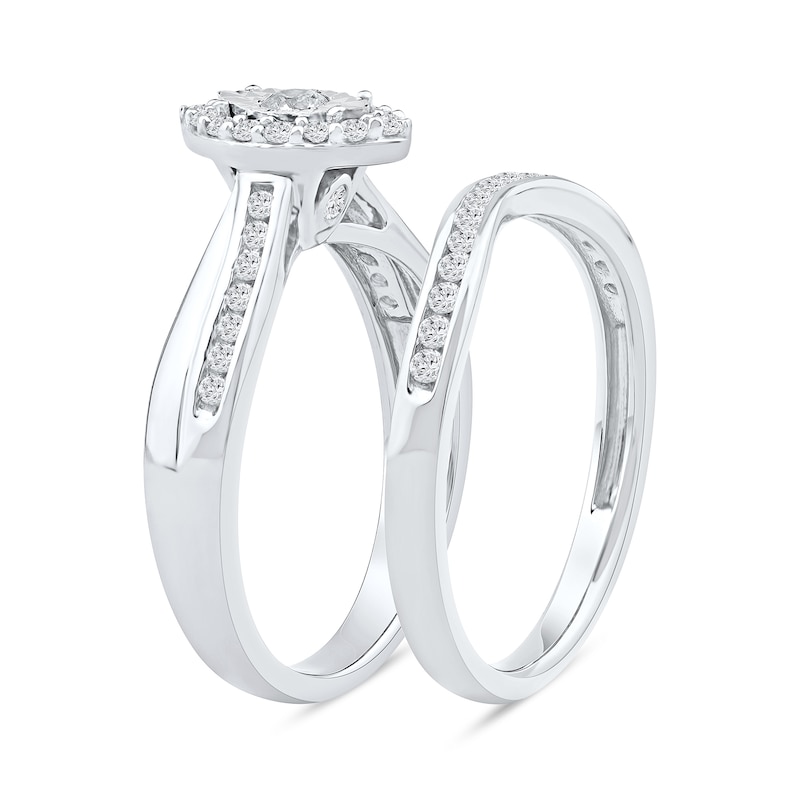Main Image 2 of 0.46 CT. T.W. Diamond Marquise Frame Bridal Set in Sterling Silver