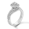 Thumbnail Image 2 of 1.00 CT. T.W. Oval Canadian Certified Centre Diamond Double Frame Bypass Bridal Set in 14K White Gold (I/I1)