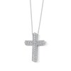 Thumbnail Image 1 of 1.00 CT. T.W. Baguette-Cut and Round Diamond Cross Pendant in Sterling Silver