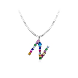 Multi-Colour Initial "N" Necklace with Birthstone (1 Stone)
