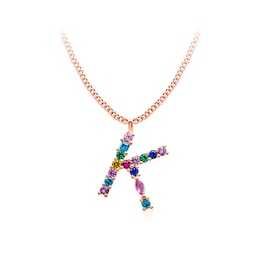 Multi-Colour Initial "K" Necklace with Birthstone (1 Stone)