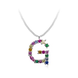 Multi-Colour Initial "G" Necklace with Birthstone (1 Stone)