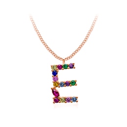 Multi-Colour Initial "E" Necklace with Birthstone (1 Stone)