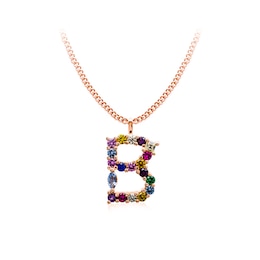 Multi-Colour Initial "B" Necklace with Birthstone (1 Stone)