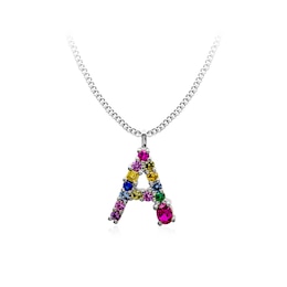 Multi-Colour Initial "A" Necklace with Birthstone (1 Stone)