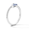 Thumbnail Image 3 of Baguette-Cut Blue Lab-Created Sapphire and 0.18 CT. T.W. Lab-Grown Diamond Ring in Sterling Silver (F/SI2)