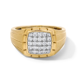 0.50 CT. T.W. Certified Lab-Grown Multi-Diamond Ring in Sterling Silver with 14K Yellow Gold Plate (F/SI2)