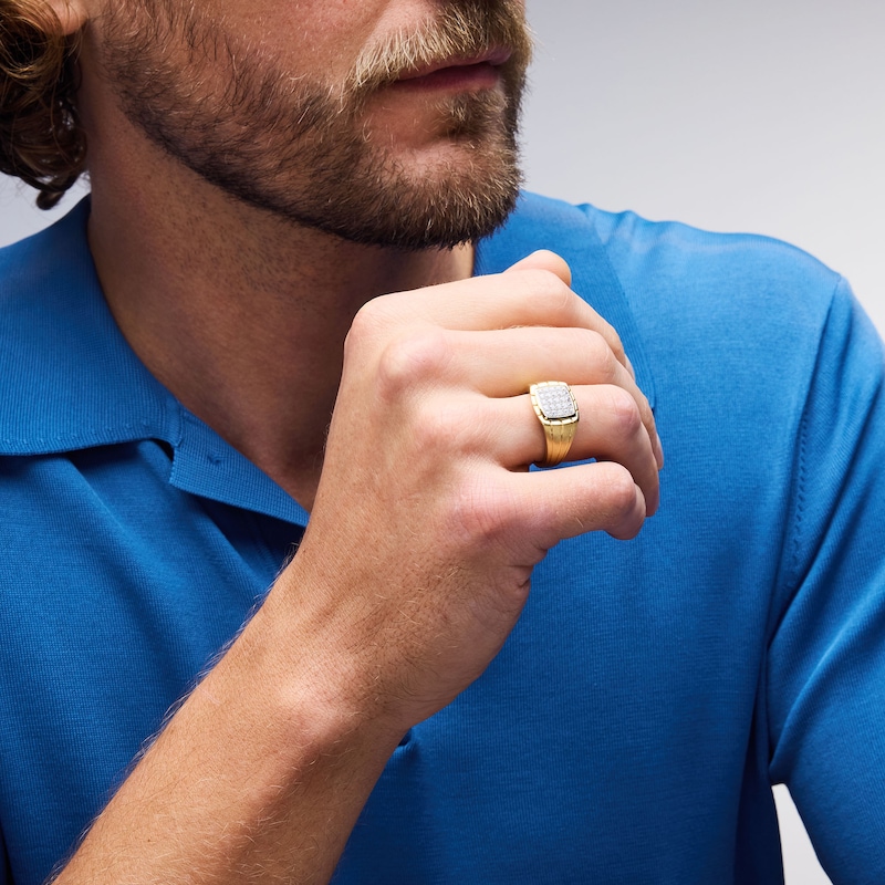 0.50 CT. T.W. Certified Lab-Grown Multi-Diamond Ring in Sterling Silver with 14K Yellow Gold Plate (F/SI2)