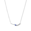 Thumbnail Image 1 of Baguette-Cut Blue Lab-Created Sapphire and 0.14 CT. T.W. Lab-Grown Diamond Necklace in Sterling Silver (F/SI2) - 17"