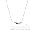 Thumbnail Image 3 of Baguette-Cut Blue Lab-Created Sapphire and 0.14 CT. T.W. Lab-Grown Diamond Necklace in Sterling Silver (F/SI2) - 17"