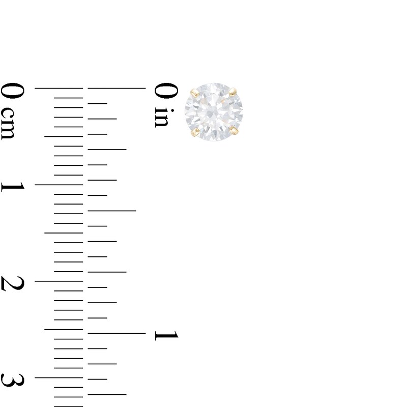 Main Image 4 of Princess-Cut and Round Cubic Zirconia Stud Earrings Set in 10K Gold