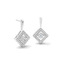 Unstoppable Love™ 0.70 CT. T.W. Princess-Cut Diamond Tilted Square Drop Earrings in 10K White Gold
