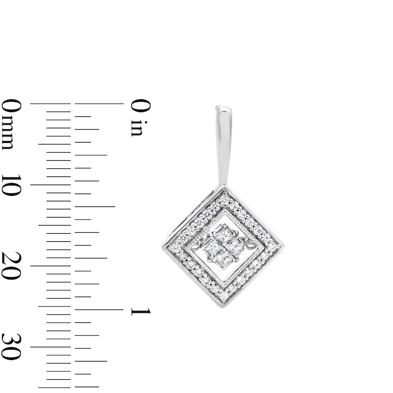 Main Image 3 of Unstoppable Love™ 0.70 CT. T.W. Princess-Cut Diamond Tilted Square Drop Earrings in 10K White Gold
