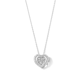 Unstoppable Love™ 0.15 CT. T.W. Diamond Frame Double Heart Necklace in Sterling Silver