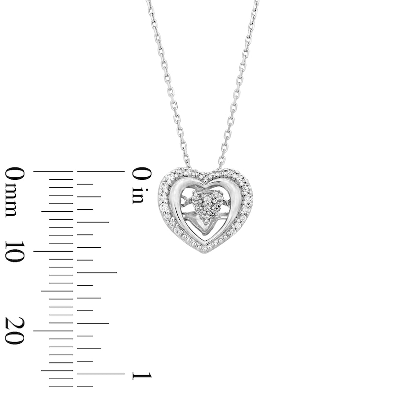 Main Image 4 of Unstoppable Love™ 0.15 CT. T.W. Diamond Frame Double Heart Necklace in Sterling Silver