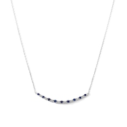 Vera Wang Love Collection 0.04 CT. T.W. Diamond and Sapphire Necklace in Sterling Silver - 19"