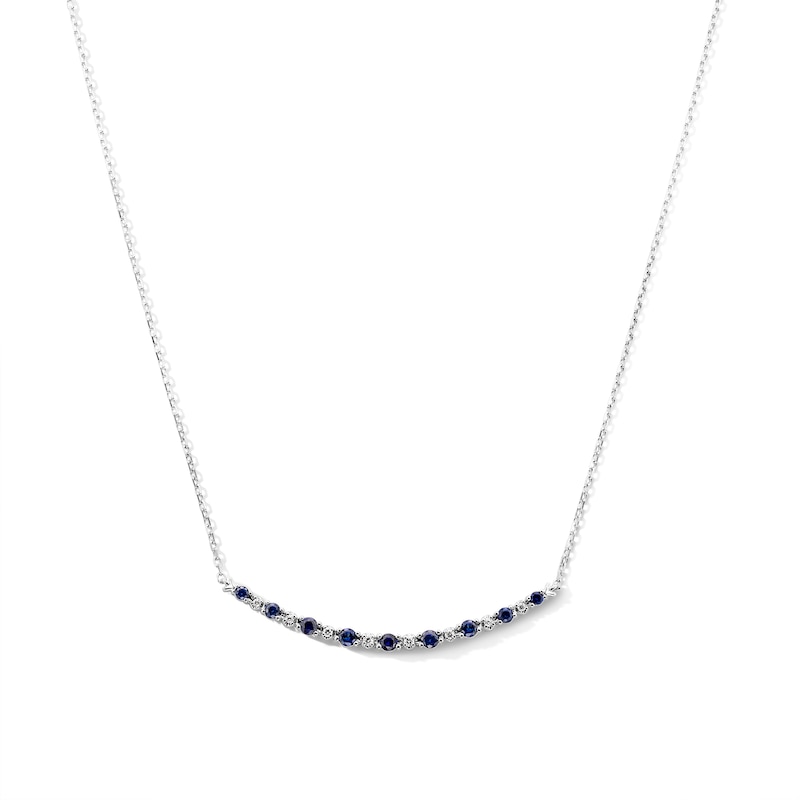 Vera Wang Love Collection 0.04 CT. T.W. Diamond and Sapphire Necklace in Sterling Silver - 19"