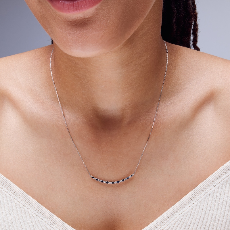 Main Image 2 of Vera Wang Love Collection 0.04 CT. T.W. Diamond and Sapphire Necklace in Sterling Silver - 19"