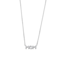 0.085 CT. T.W. Diamond “MOM” Bar Necklace in Sterling Silver - 17"