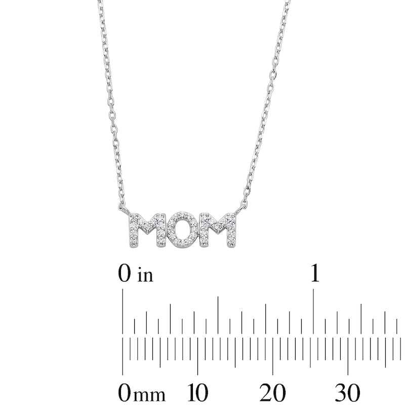 Main Image 3 of 0.085 CT. T.W. Diamond “MOM” Bar Necklace in Sterling Silver - 17"