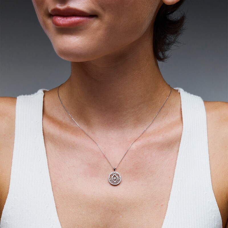 Main Image 2 of Unstoppable Love™ 0.40 CT. T.W. Certified Lab-Grown Diamond Frame Filigree Pendant in 10K White Gold (F/SI2)