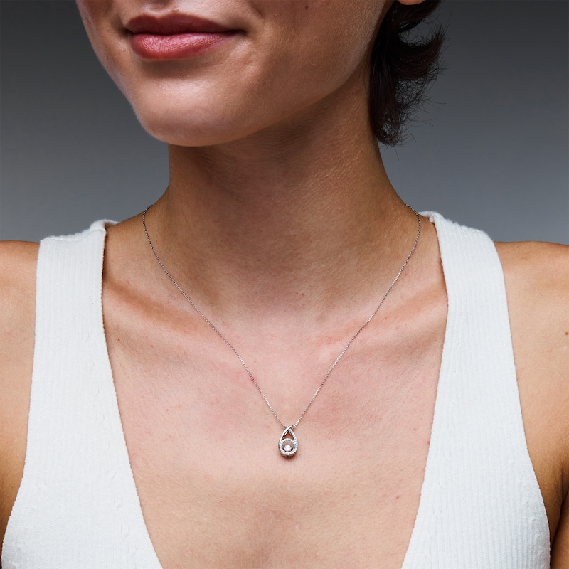 Main Image 2 of Unstoppable Love™ 0.20 CT. T.W. Diamond Teardrop Twist Pendant in 10K White Gold