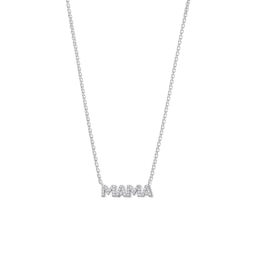 0.085 CT. T.W. Diamond “MAMA” Necklace in Sterling Silver - 17"
