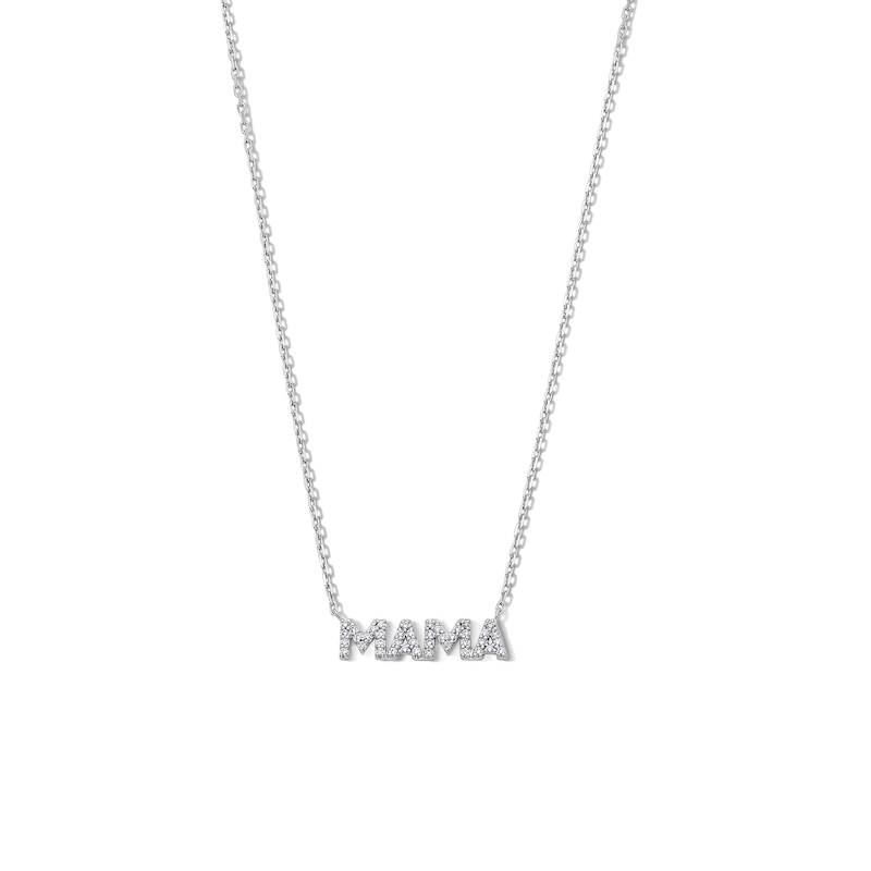 Main Image 1 of 0.085 CT. T.W. Diamond “MAMA” Necklace in Sterling Silver - 17"