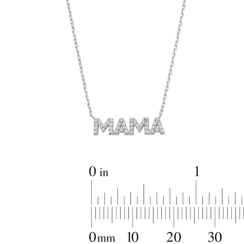 Main Image 3 of 0.085 CT. T.W. Diamond “MAMA” Necklace in Sterling Silver - 17"