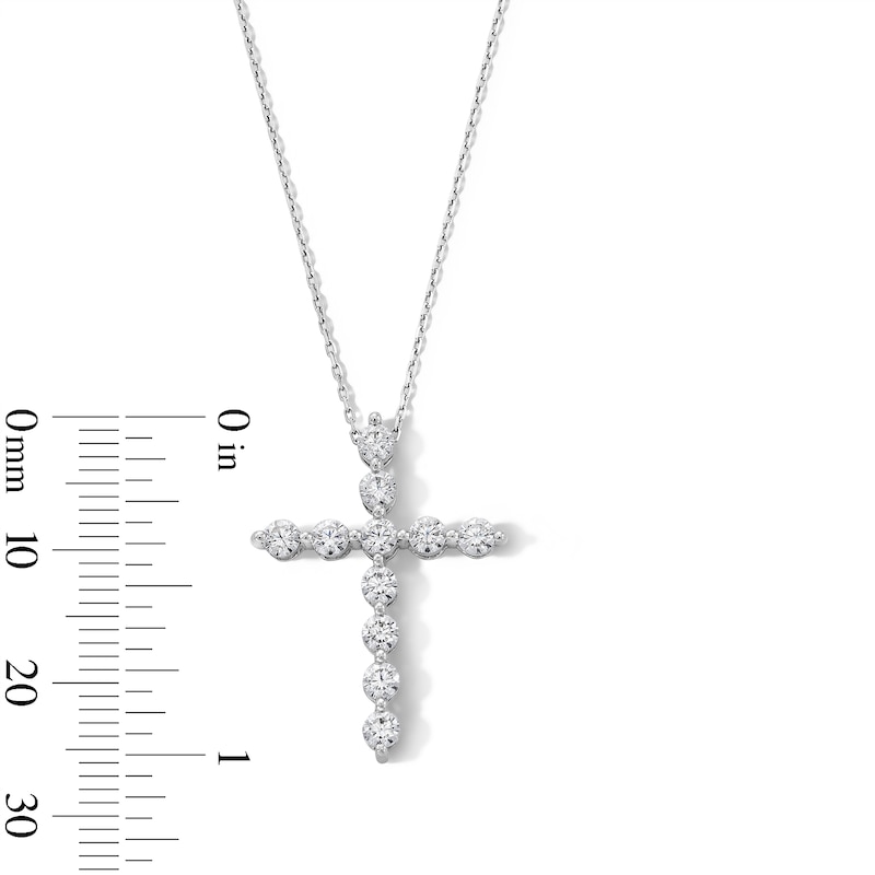 Main Image 3 of 1.00 CT. T.W. Certified Lab-Grown Diamond Cross Necklace in 10K White Gold (F/SI2)