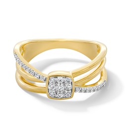 0.20 CT. T.W. Multi-Diamond Crossover Fashion Ring in 10K Gold