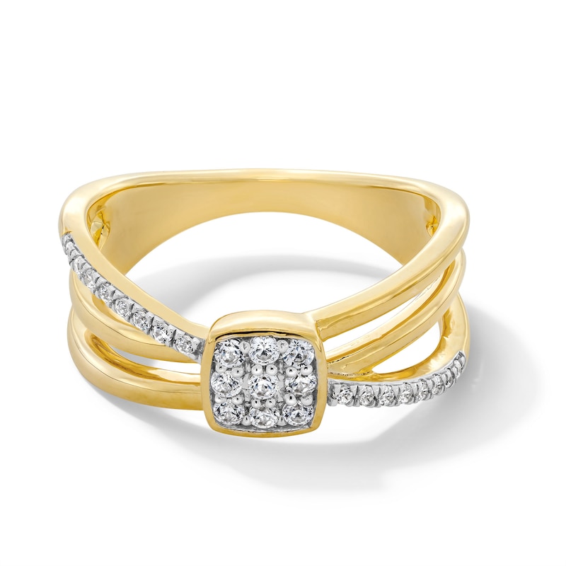 0.20 CT. T.W. Multi-Diamond Crossover Fashion Ring in 10K Gold