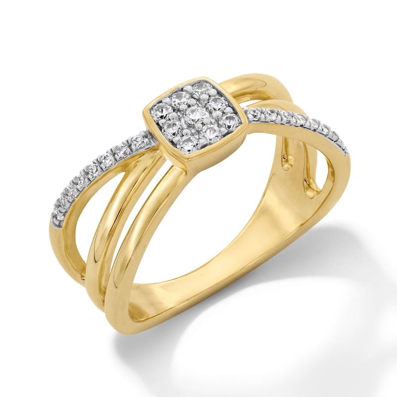 Main Image 2 of 0.20 CT. T.W. Multi-Diamond Crossover Fashion Ring in 10K Gold