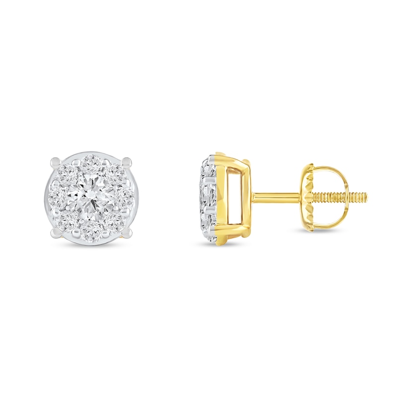 Main Image 2 of 0.80 CT. T.W. Certified Lab-Grown Diamond Composite Stud Earrings in 10K Gold (F/SI2)