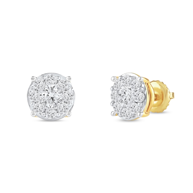 Main Image 1 of 1.00 CT. T.W. Certified Lab-Grown Diamond Composite Stud Earrings in 10K Gold (F/SI2)