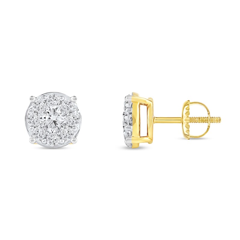 Main Image 2 of 1.00 CT. T.W. Certified Lab-Grown Diamond Composite Stud Earrings in 10K Gold (F/SI2)